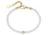 Armband "mit Zirkonia und Muschelkern-Perlen, Silber 925", gold, GIORGIO MARTELLO MILANO, Armbänder, Damen, 20cm, Silber 925 (Sterlingsilber), Armband