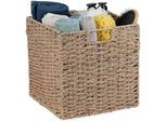 Relaxdays Aufbewahrungskorb , Hellbraun , Textil, Metall , 30x30x30 cm , Ordnen & Aufbewahren, Dekoboxen & Aufbewahrungsboxen
