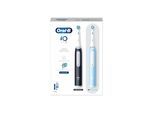 Oral-B iO Series 3 Elektrische Zahnbürste/Electric Toothbrush, Doppelpack, 2 Aufsteckbürsten, 3 Putzmodi für Zahnpflege, Magnet-Technologie, Reiseetui, TESTSIEGER Stiftung Warentest (12/2024), Matt Black/Ice Blue