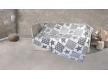 Wohndecke KINZLER "Mikrofaser XXL "Sterne-Karo", grau (weiß, grau), B:220cm L:240cm, Polyester, Wohndecken, Wohndecke, Kuscheldecke, Patchwork Design, Sterne, 220x240 cm