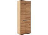 Garderobenschrank MCA LIVING "Araya Garderobenschrank,Schrank,Dielenschrank,Flurschrank,Breite 69cm", eichenfarben, B:69cm H:195cm T:40,5cm, Holzwerkstoff, Massivholz, Schränke, Garderobenschrank, Türen gedämpft, Fachböden,ausziehbare Kleiderstange, FSC-Mix