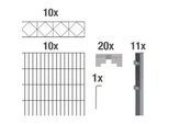 Doppelstabmattenzaun ALBERTS "Bergen", grau (anthrazit), H:100cm, Stahl, Zaunelemente, anthrazit, Höhe: 100-160cm, Gesamtlänge: 10-20m, zum Einbetonieren