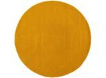 Wollteppich CARPETFINE "Gabbeh Lola Uni", gelb, H:14mm Ø:150cm, Wolle, Teppiche, Wollteppich, mit natürlichem Pflanzenmaterial von Hand gewebt, auch als Läufer