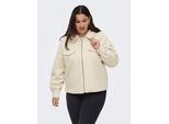 Bouclèjacke ONLY CARMAKOMA "CARMALO SHORT BOUCLE JACKET OTW NOOS", Damen, Gr. 44, beige (pumice stone detail:melange), Web, Obermaterial: 100% Polyester, meliert, regular fit hüftlang, Jacken Bouclèjacke