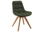 Carryhome Stuhl, Olivgrün, Textil, Wildeiche, massiv, konisch, 56x84x63 cm, Stoffauswahl, Sitzfläche 180° drehbar, automatische Rückholfunktion, Esszimmer, Stühle, Esszimmerstühle, Vierfußstühle