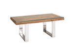 Livetastic Couchtisch, Natur, Holz, Metall, Glas, Altholz, vollmassiv, Holz, rechteckig, U-Form, 60x42x110 cm, Wohnzimmer, Wohnzimmertische, Couchtische