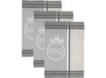 Geschirrtuch ROSS "BBQ", grau (grau, beige), B:50cm L:70cm, 100% Baumwolle, Geschirrtücher, Geschirrtuch, Motivtuch, aus 100% Baumwolle