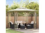 vidaXL Pavillon mit Netz 300x300x265 cm Creme