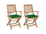 vidaXL Klappbare Gartenstühle 2 Stk. mit Kissen Massivholz Akazie