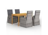 vidaXL 5-tlg. Garten-Essgruppe Grau