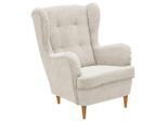 Carryhome Ohrensessel , Creme, Eiche Wotan , Textil , Buche , massiv , 78x102x98 cm , Stoffauswahl , Wohnzimmer, Sessel, Ohrensessel