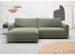 Ecksofa HOME AFFAIRE "Ecksofa Jiro, L-Form, große Sitztiefe, Breite 265 cm", grün, B:265cm H:85cm T:190cm, 85% Polyester, 15% Viskose, Sofas, Ecksofa, lose Sitz- & Rückenkissen, weicher Polsteraufbau, komfortabel & modern