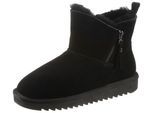 Winterboots ARA "ALASKA Short Zip", Damen, Gr. 39, schwarz (schwarz short zip), Lammfell, Veloursleder, unifarben, Schuhe Winterboots, Stiefel aus echtem Lammfell mit Reißverschluss, G-Weite (weit)