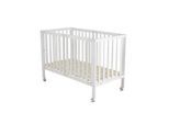 Cangaroo Baby Gitterbett Nova Holz, faltbar, höhenverstellbar, Matratze, Räder weiß