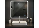 CLP Badspiegel Jericho mit Beleuchtung, Bluetooth-Lautsprecher, Anti-Beschlag Badezimmerspiegel, Wandspiegel LED dimmbar, 3 Licht-Modi