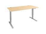 Schäfer Shop Genius Schreibtisch AERO FLEX, elektrisch höhenverstellbar, Rechteck, T-Fuss, B 1200 x T 800 x H 620-1280 mm, Ahorn/weissalu