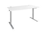Schäfer Shop Genius Schreibtisch AERO FLEX, elektrisch höhenverstellbar, Rechteck, T-Fuss, B 1200 x T 800 x H 620-1280 mm, weiss/weissalu