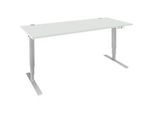 Schäfer Shop Genius Schreibtisch AERO FLEX, elektrisch höhenverstellbar, Rechteck, T-Fuss, B 1600 mm, lichtgrau/weissalu