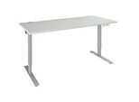 Schäfer Shop Genius Schreibtisch AERO FLEX, elektrisch höhenverstellbar, Rechteck, T-Fuss, B 1800 mm, lichtgrau/weissalu