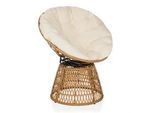Mid.you Gartensessel , Beige , Holz, Metall , Rattan , 78x92x73 cm , Sitzfläche 360° drehbar , Gartenmöbel, Gartensessel, Gartenstühle