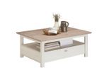 Hom`in Couchtisch, Grau, Weiß, Holzwerkstoff, 2 Schublade(n) Schubladen, rechteckig, eckig, 80x45x110 cm, Stauraum, offenes Fach, Wohnzimmer, Wohnzimmertische, Couchtische, Couchtische mit Stauraum