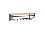 Wandgarderobe Parma, Schwarz, Eiche, Metall, Holzwerkstoff, 70x23x30 cm, Hutablage, Kleiderstange, Garderobe, Garderobenleisten & Garderobenhaken