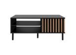 Livetastic Couchtisch, Schwarz, Eiche Artisan, Holzwerkstoff, rechteckig, Rundrohr, 67x47x110.5 cm, offenes Fach, Wohnzimmer, Wohnzimmertische, Couchtische