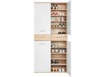 Xora Schuhschrank, Weiß, Eiche, Holzwerkstoff, 8 Fächer, 2 Schublade(n) Schubladen, 90x195x35 cm, Made in EU, Beimöbel erhältlich, Garderobe, Schuhaufbewahrung, Schuhschränke