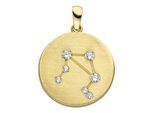 Sternzeichenanhänger JOBO "Anhänger Sternzeichen rund", gelbgold 333, weiß, Schmuckanhänger, Damen, Waage, Gelbgold 333, 333 Gold rund matt mit Zirkonia