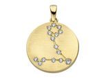 Sternzeichenanhänger JOBO "Anhänger Sternzeichen rund", gelbgold 333, weiß, Schmuckanhänger, Damen, Fische, Gelbgold 333, 333 Gold rund matt mit Zirkonia