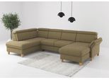 Wohnlandschaft HOME AFFAIRE "Glendale, U-Form", olive, B:321cm H:84cm T:193cm, 100% Polyester, Sofas, Wohnlandschaft, inkl. Kopfteilverstellung, wahlweise mit Vorziehsitz und Bettkasten