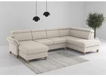 Wohnlandschaft HOME AFFAIRE "Glendale, U-Form", creme, B:321cm H:84cm T:193cm, 95% Polyester, 5% Polyamid, Sofas, Wohnlandschaft, inkl. Kopfteilverstellung, wahlweise mit Vorziehsitz und Bettkasten