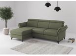 Ecksofa SIT & MORE "Glendale, L-Form", grün (olive), B:253cm H:84cm T:166cm, 95% Polyester, 5% Polyamid, Sofas, Ecksofa, inkl. Kopfteilverstellung,wahlweise mit Vorziehsitz und Bettkasten