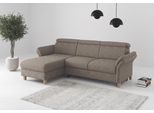 Ecksofa HOME AFFAIRE "Glendale, L-Form", cappuccino, B:253cm H:84cm T:166cm, 100% Polyester, Sofas, Ecksofa, inkl. Kopfteilverstellung, wahlweise mit Vorziehsitz und Bettkasten