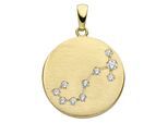 Sternzeichenanhänger JOBO "Anhänger Sternzeichen rund", gelbgold 333, weiß, Schmuckanhänger, Damen, Skorpion, Gelbgold 333, 333 Gold rund matt mit Zirkonia