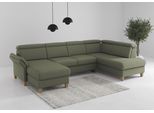 Wohnlandschaft HOME AFFAIRE "Glendale, U-Form", olive, B:321cm H:84cm T:193cm, 95% Polyester, 5% Polyamid, Sofas, Wohnlandschaft, inkl. Kopfteilverstellung, wahlweise mit Vorziehsitz und Bettkasten