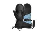 Fäustlinge REUSCH "Demi R-TEX XT Mitten", Damen, Gr. 7, schwarz (schwarz, hellblau), 94% Polyester, 6% Lederimitat, mehrfarbig, Handschuhe Fäustlinge, mit praktischer Heizkissentasche