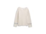 TOM TAILOR Damen Loose Fit Jacquard Strickpullover, beige, Gemustert, Gr. M