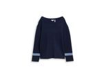 TOM TAILOR Damen Loose Fit Jacquard Strickpullover, blau, Gemustert, Gr. M