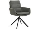 Dieter Knoll Armlehnstuhl, Grün, Metall, Leder, Echtleder, Rindleder, A-Form, 62.5x89x66.5 cm, Sitzfläche 360° drehbar, automatische Rückholfunktion, Esszimmer, Stühle, Esszimmerstühle, Armlehnenstühle