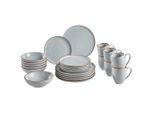Landscape Kombiservice Bergen, Grau, Keramik, 24-teilig, Streifen, 400 ml,350 ml, Lfgb, Handmade Quality, Essen & Trinken, Geschirr, Geschirr-Sets, Kombiservice