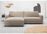 Ecksofa HOME AFFAIRE "Ecksofa Jiro, L-Form, große Sitztiefe, Breite 265 cm", taupe, B:265cm H:85cm T:190cm, 85% Polyester, 15% Viskose, Sofas, Ecksofa, lose Sitz- & Rückenkissen, weicher Polsteraufbau, komfortabel & modern