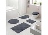 Badematte OTTO HOME "Naala, Badvorleger, Badezimmer Teppich, sehr weich", grau (anthrazit), H:20mm, Polyester, Badematten, Badematte, Karo-Muster, auch als 2-teiliges Set erhältlich, Made in Europe
