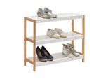 Xora Schuhregal , Braun, Weiß , Holz, Holzwerkstoff , Bambus , massiv , 70x58.5x26 cm , Typenauswahl , Garderobe, Schuhaufbewahrung, Schuhregale