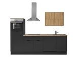 Küchenzeile KOCHSTATION "KS-Georgia, mit 38mm starker Arbeitsplatte", küche: schwarz, front: schwarz, artisan, korpus: schwarz, arbeitsplatte: artisan eichefarben, B:260cm H:220cm T:60cm, Komplettküchen-Sets, Breite 260 cm, wahlweise mit E-Geräten und Kühlschrank
