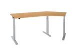 Schäfer Shop Select Winkelschreibtisch ERGO-T 2.0, elektrisch höhenverstellbar, 135° Winkel rechts, T-Fuss, B 2185 mm, Buche/weissalu