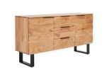 Livetastic Sideboard, Schwarz, Akazie, Holz, Metall, Akazie, Holz, 2 Fächer, 3 Schublade(n) Schubladen, 145x76x40 cm, Holzmöbel, Kleinmöbel Holz, Holzkommoden, Sideboards Holz