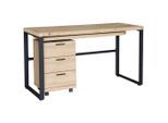 Venda Schreibtisch, Schwarz, Eiche, Metall, Holzwerkstoff, 3 Schublade(n) Schubladen, rechteckig, eckig, Flachrohr, 60x76x140 cm, Bsci, ausziehbar, seitenverkehrt montierbar, Arbeitszimmer, Schreibtische, Bürotische