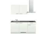 Küchenzeile NOBILIA ""Laser I",Ausrichtung wählbar, Breite 180 cm", weiß (küche: weiß, korpus: alpinweiß, arbeitsplatte: schwarzbeton nachbildung), B:180,3cm H:216,6cm T:60cm, Komplettküchen-Sets, vormontiert, wahlw. mit unterschiedlichen E-Geräten-Sets