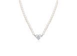 Perlenkette ELLI "Elli Halskette Choker Perle Herz Edelweiss 925 Silber" Gr. 40, silber, Halsketten, Damen, 40, ohne Stein, Silber 925 (Sterlingsilber), L: 40, Perlenkette